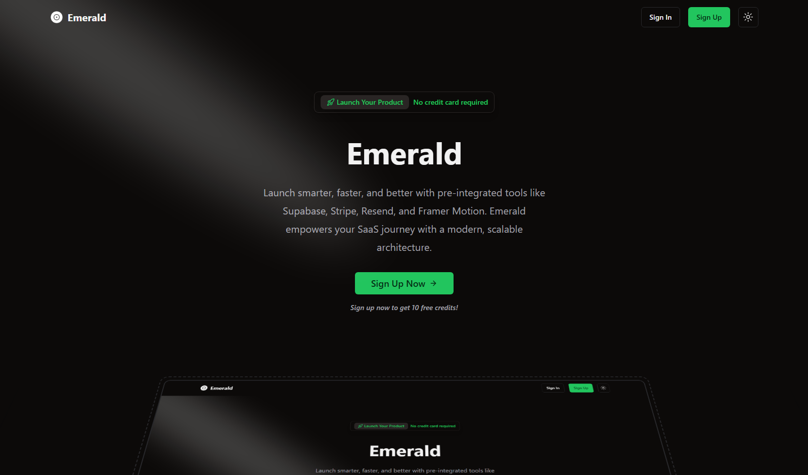 Emerald dashboard preview